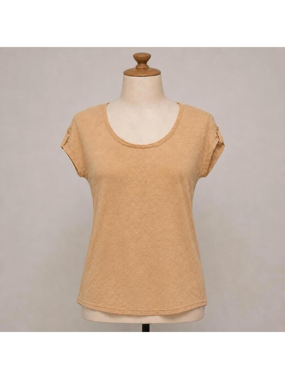 Lilly Pulitzer Inara Linen Scoop Neck Size XS Gold Metallic Short Sleeve Top